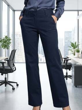 Eddie Bauer Women's Mercer Fit Mid-Rise Straight Leg Black Chino Trousers sz 36